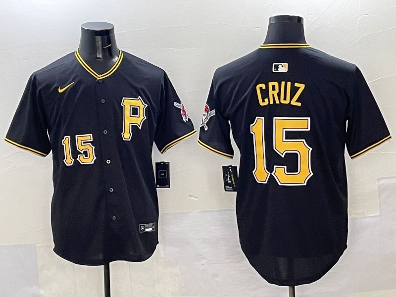 Men Pittsburgh Pirates 15 Cruz Black Game 2025 Nike MLB Jersey style 8